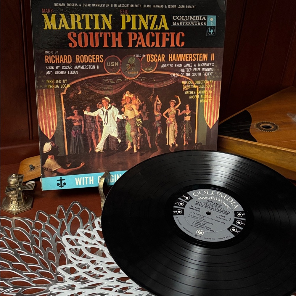 VTG vinyl South Pacific featuring Mary Martin and Ezio Pinza.